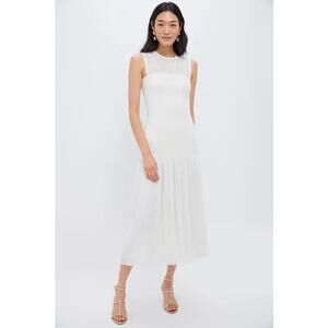 NWT Moon River Cream Pleated Maxi Holiday Bridal Fitted Event Dress Ivory Medium